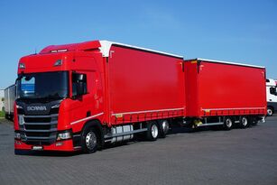 thùng kéo rèm cho xe tải Scania R 450 / ACC / EURO 6 / ZESTAW PRZEJAZDOWY 120 M3 / RETARDER + rơ moóc thùng kéo rèm